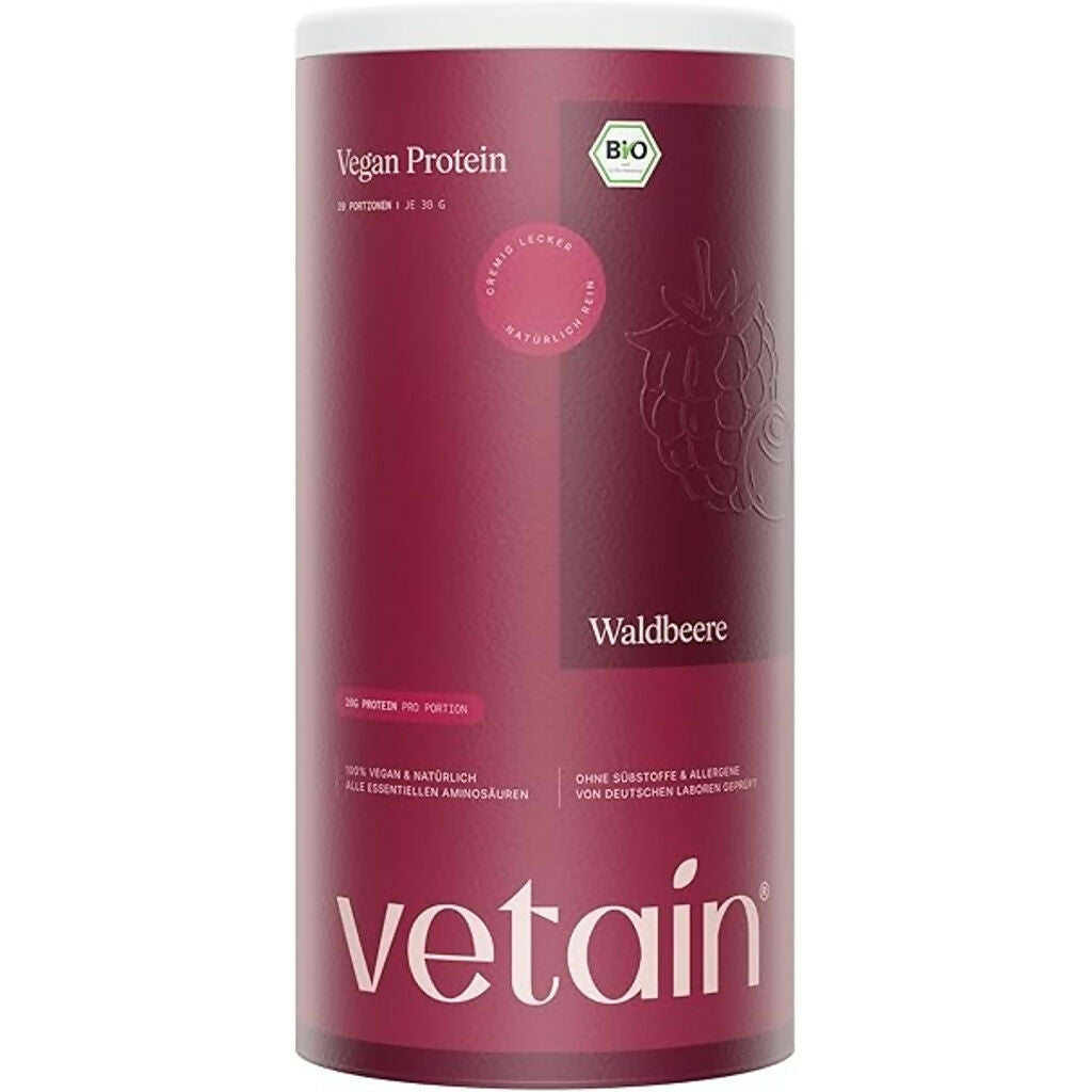 Vetain - Vegan Protein Pulver (Vanille, Haselnuss, Iced Coffee, Matcha-Latte, Zimt, Waldbeere, Schokolade) - 600g