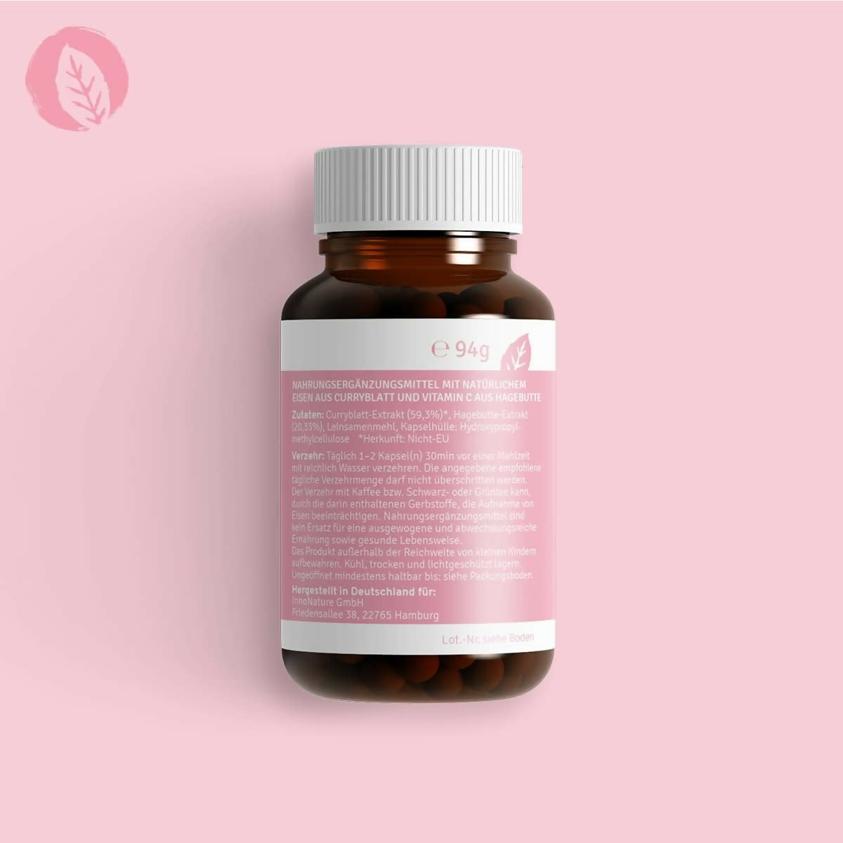 InnoNature - Natürliches Eisen + Vitamin C - 120 Kapseln