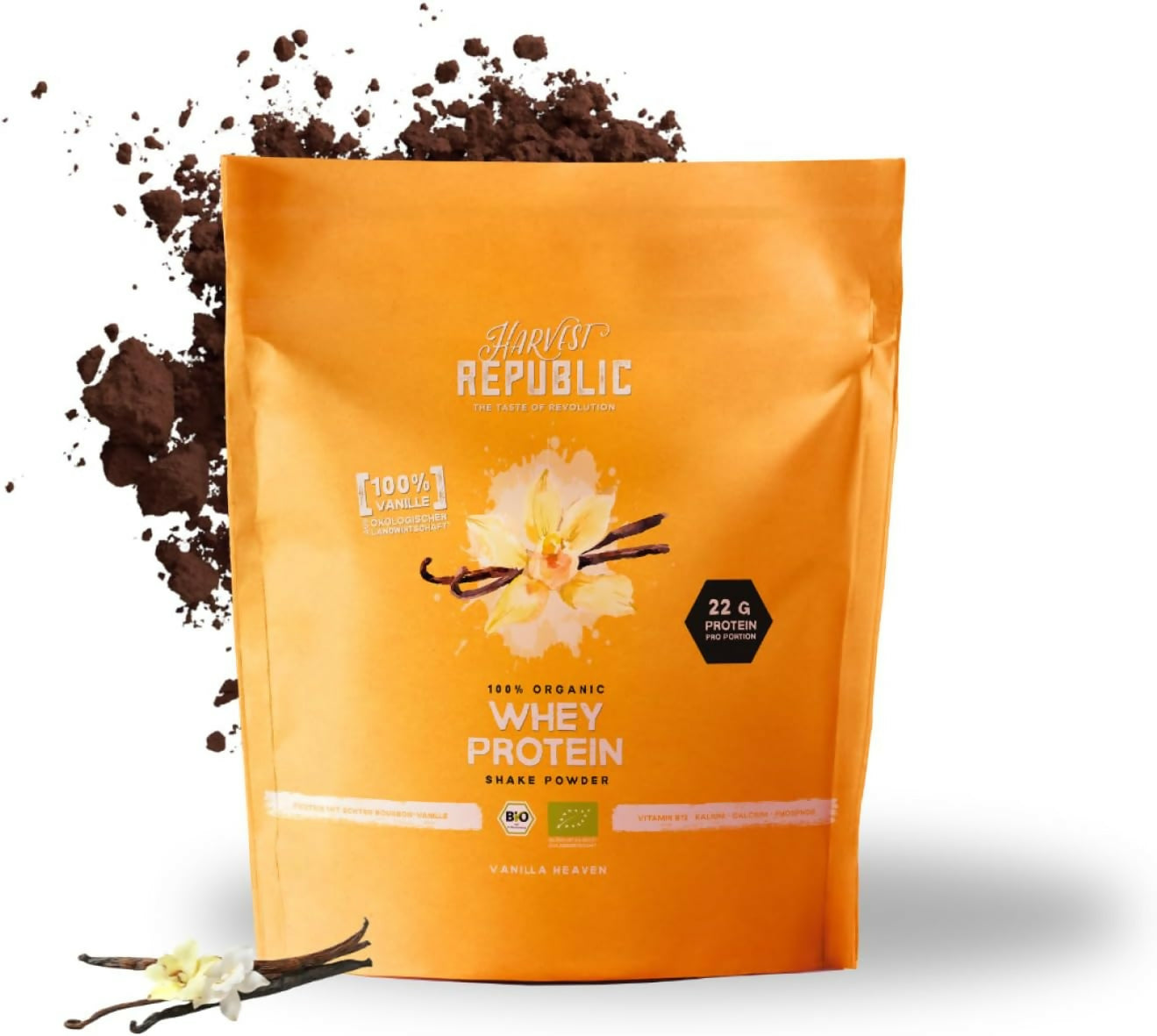 Harvest Republic - Bio Whey Protein Pulver (Erdbeere, Schoko, Vainille, Wildheidelbeere, Banane) - 750g