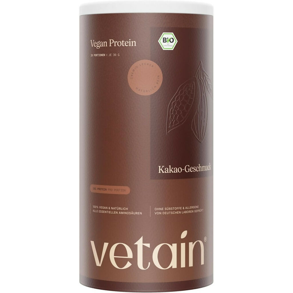 Vetain - Vegan Protein Pulver (Vanille, Haselnuss, Iced Coffee, Matcha-Latte, Zimt, Waldbeere, Schokolade) - 600g