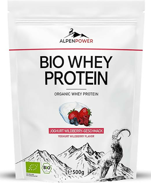 AlpenPower - Bio Whey Protein (Kaffee, Zitrone, Apfelstrudel, Joghurt-Wildberry) - 500g