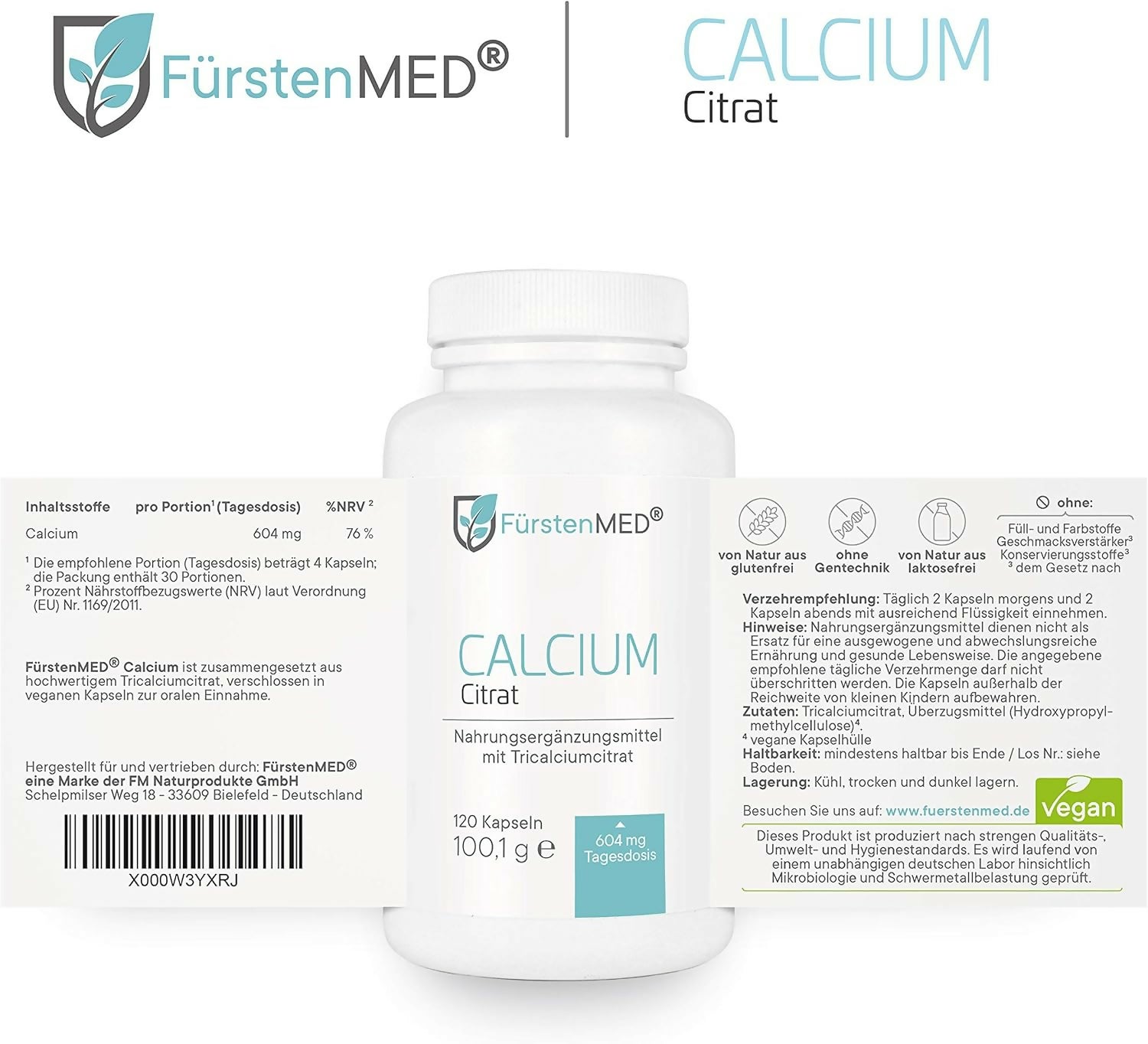FürstenMED - Calcium Citrat - 120 Kapseln