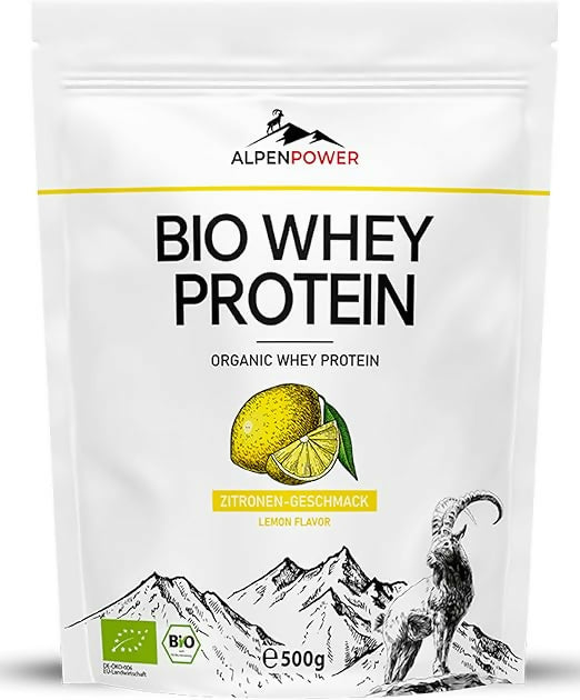 AlpenPower - Bio Whey Protein (Kaffee, Zitrone, Apfelstrudel, Joghurt-Wildberry) - 500g