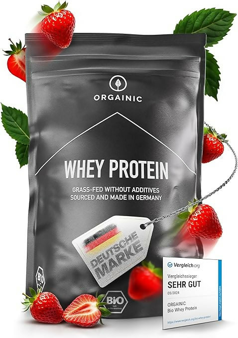 Orgainic - Bio Whey-Proteinpulver (Neutral, Vainille, Erdbeere, Himbeere, Banane)) - 1000g