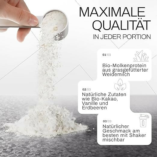 Orgainic - Bio Whey-Proteinpulver (Neutral, Vainille, Erdbeere, Himbeere, Banane)) - 1000g