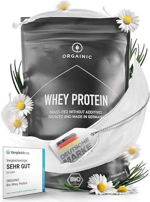 Orgainic - Bio Whey-Proteinpulver (Neutral, Vainille, Erdbeere, Himbeere, Banane)) - 1000g