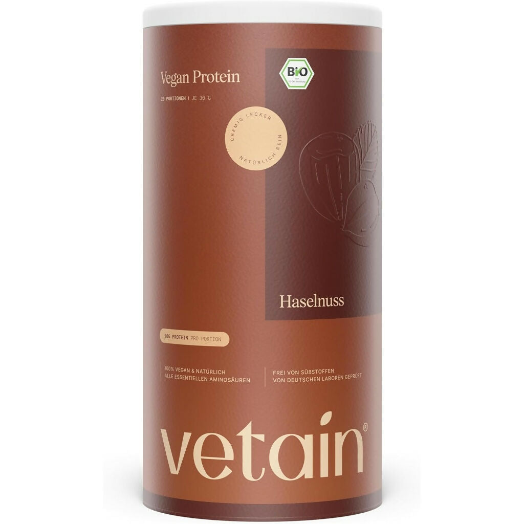 Vetain - Vegan Protein Pulver (Vanille, Haselnuss, Iced Coffee, Matcha-Latte, Zimt, Waldbeere, Schokolade) - 600g