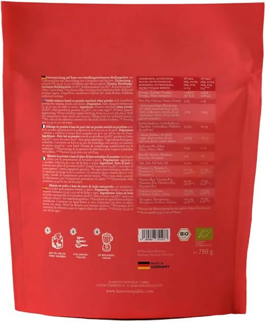 Harvest Republic - Bio Whey Protein Pulver (Erdbeere, Schoko, Vainille, Wildheidelbeere, Banane) - 750g