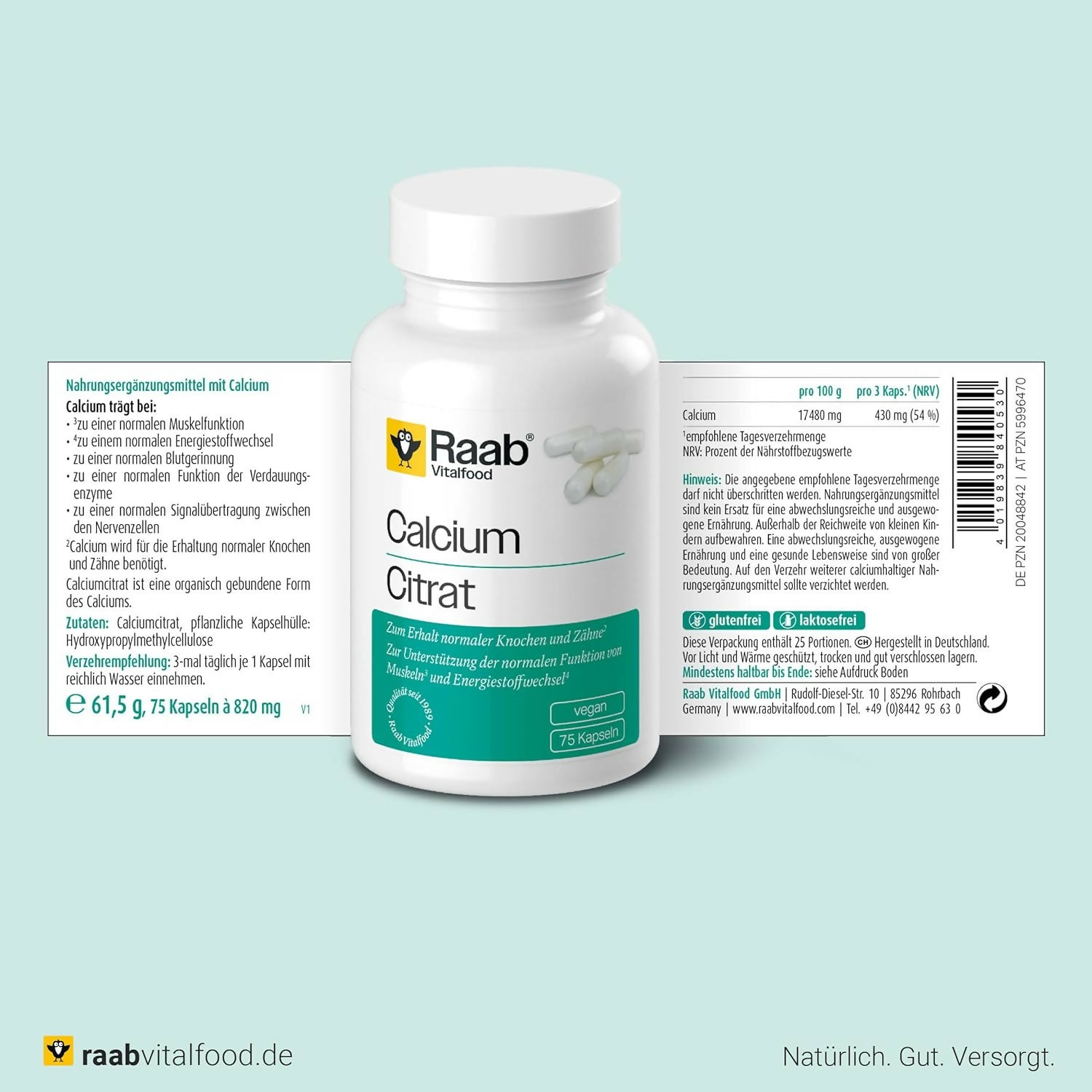 Raab Vitalfood - Calciumcitrat - 75 Kapseln
