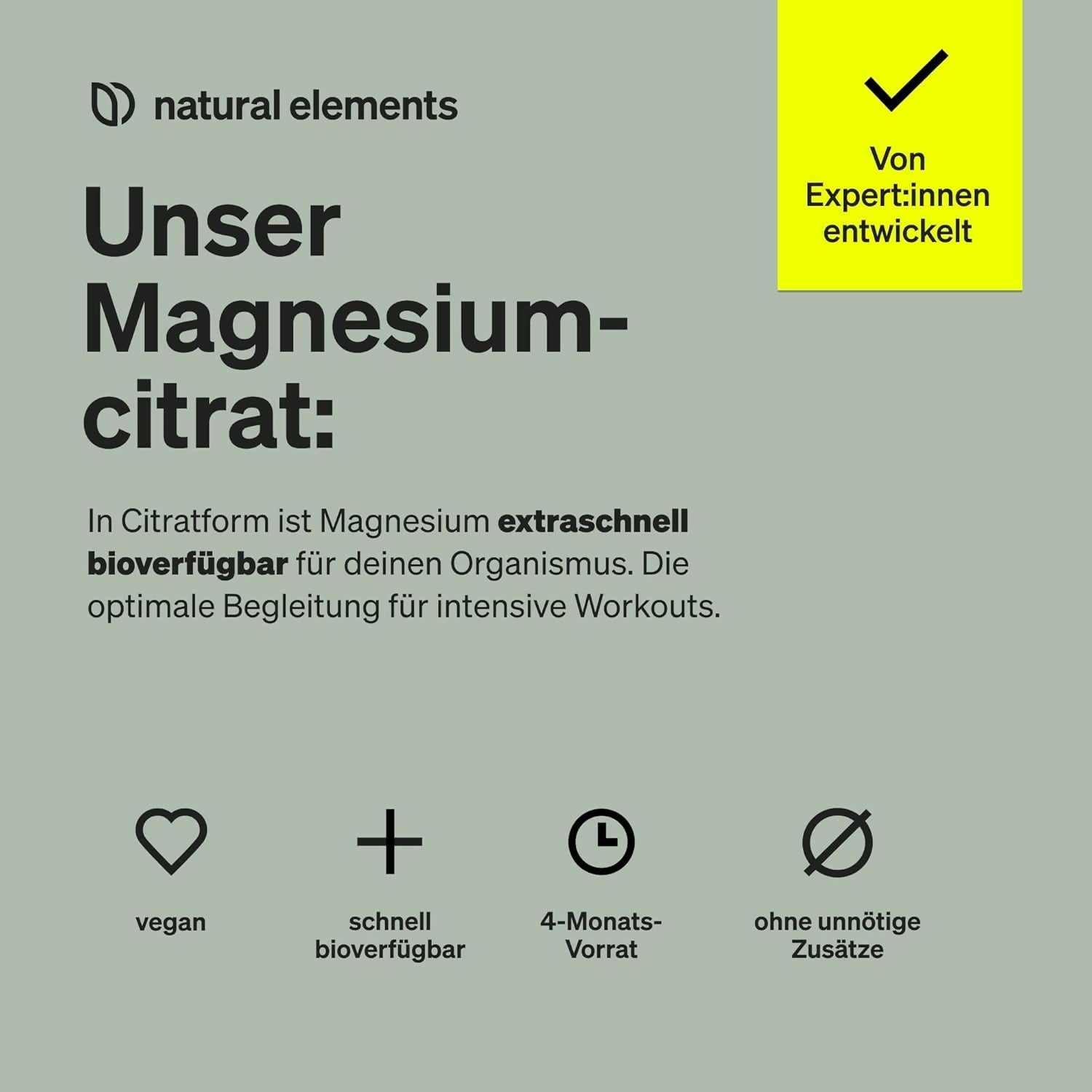 Natural Elements - Magnesiumcitrat - 365 Kapseln