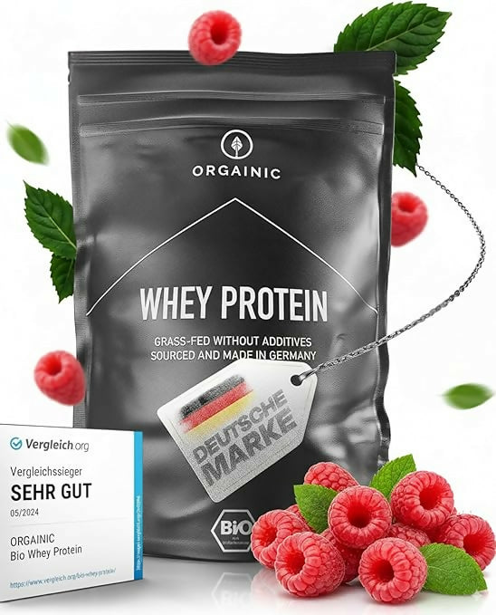 Orgainic - Bio Whey-Proteinpulver (Neutral, Vainille, Erdbeere, Himbeere, Banane)) - 1000g